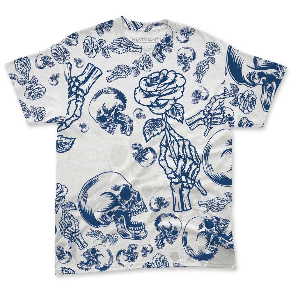 French-Blue-12s-NastyJamz-T-Shirt-Match-Skulls-Pattern-All-Over-Print