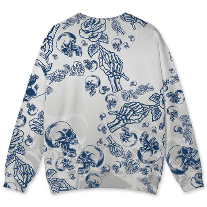 French-Blue-12s-NastyJamz-Sweatshirt-Match-Skulls-Pattern-All-Over-Print