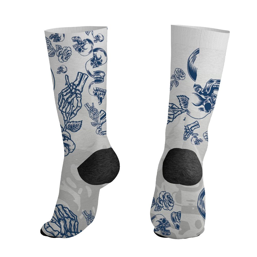 AJ 12 French Blue.NastyJamz Socks Match.Skulls Pattern 3D