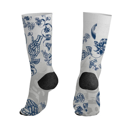 AJ 12 French Blue.NastyJamz Socks Match.Skulls Pattern 3D