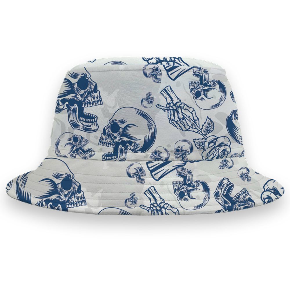 French-Blue-12s-NastyJamz-Bucket-Hat-Match-Skulls-Pattern-All-Over-Print