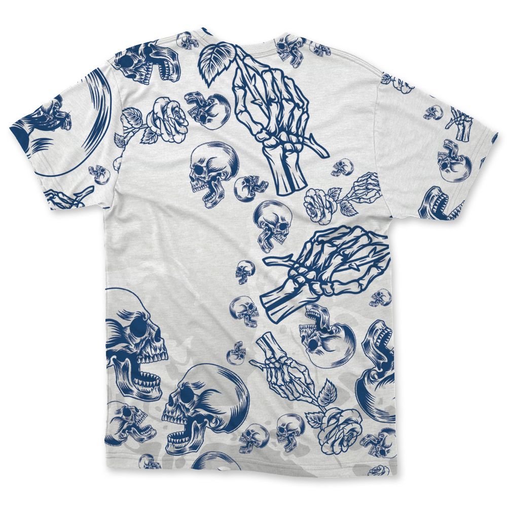 French-Blue-12s-NastyJamz-T-Shirt-Match-Skulls-Pattern-All-Over-Print