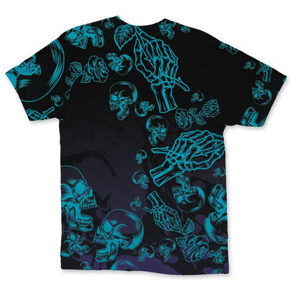 Aqua-8s-NastyJamz-T-Shirt-Match-Skulls-Pattern-3D-All-Over-Print