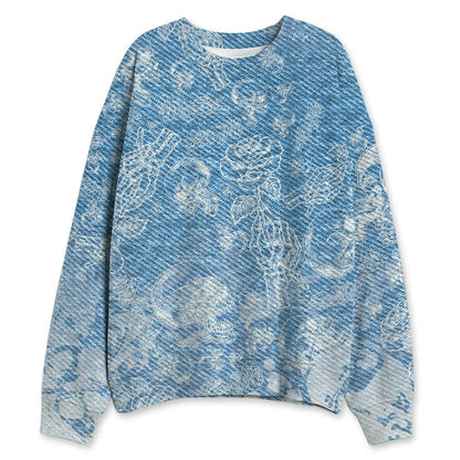 Denim-Worn-Blue-4s-NastyJamz-Sweatshirt-Match-Skulls-Pattern-3D-All-Over-Print