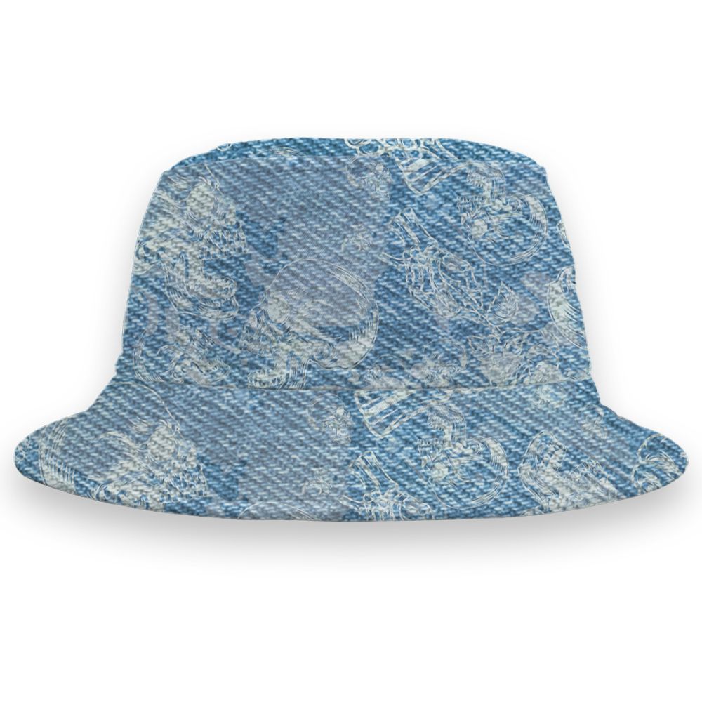 Denim-Worn-Blue-4s-NastyJamz-Bucket-Hat-Match-Skulls-Pattern-All-Over-Print