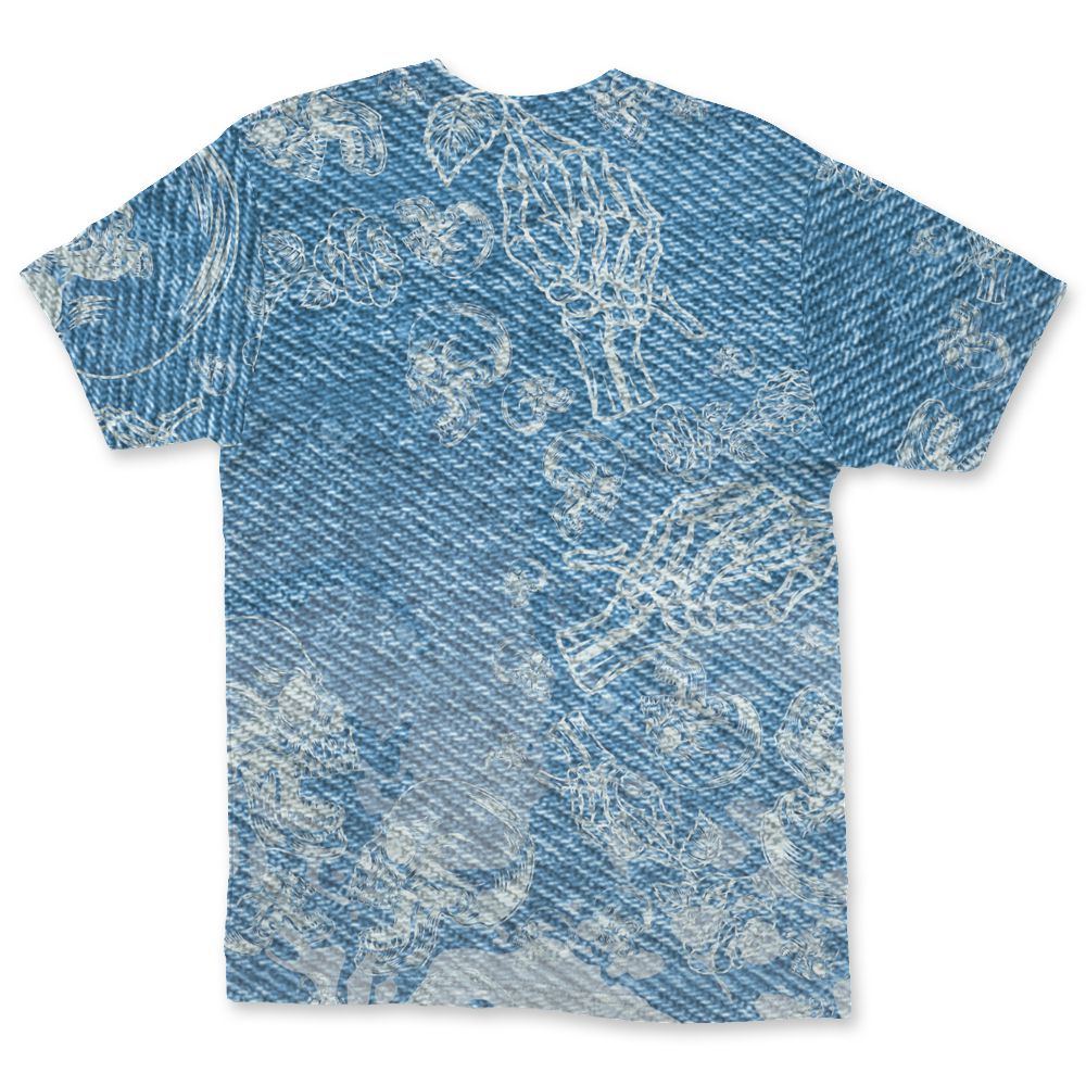 Denim-Worn-Blue-4s-NastyJamz-T-Shirt-Match-Skulls-Pattern-3D-All-Over-Print