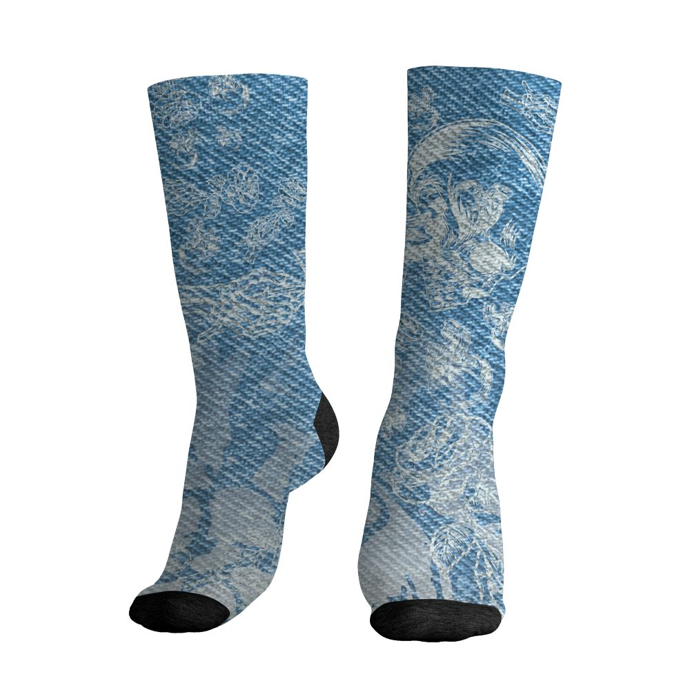 Denim-Worn-Blue-4s-NastyJamz-Socks-Match-Skulls-Pattern-3D-All-Over-Print