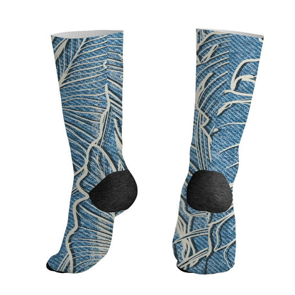 Denim-Worn-Blue-4s-NastyJamz-Socks-Match-Urban-Tropic-3D-All-Over-Print