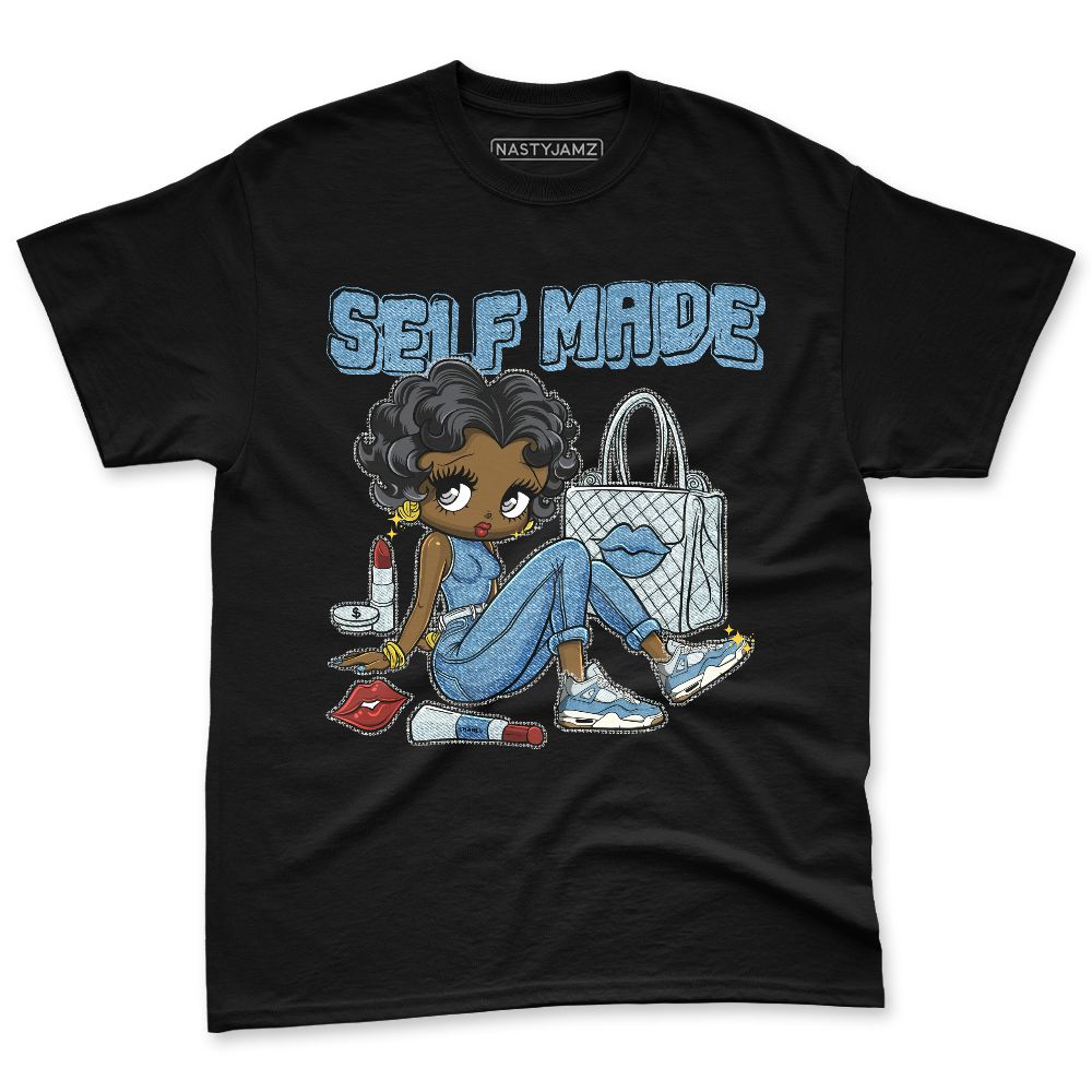 Denim-Worn-Blue-4s-NastyJamz-Premium-T-Shirt-Match-Sneaker-Girl-Selfmade