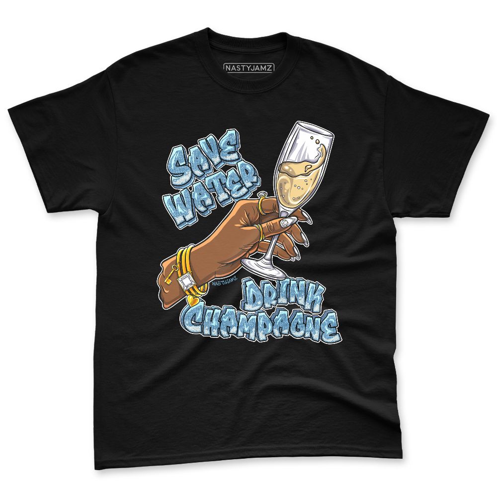 Denim-Worn-Blue-4s-NastyJamz-Premium-T-Shirt-Match-Drink-Champagne