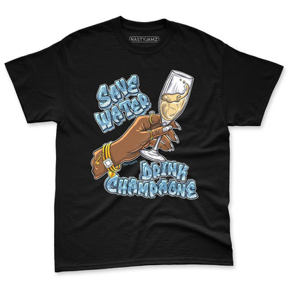 Denim-Worn-Blue-4s-NastyJamz-Premium-T-Shirt-Match-Drink-Champagne