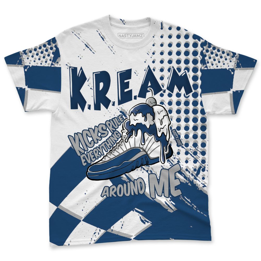 French-Blue-12s-NastyJamz-T-Shirt-Match-Kream-Sneaker-All-Over-Print
