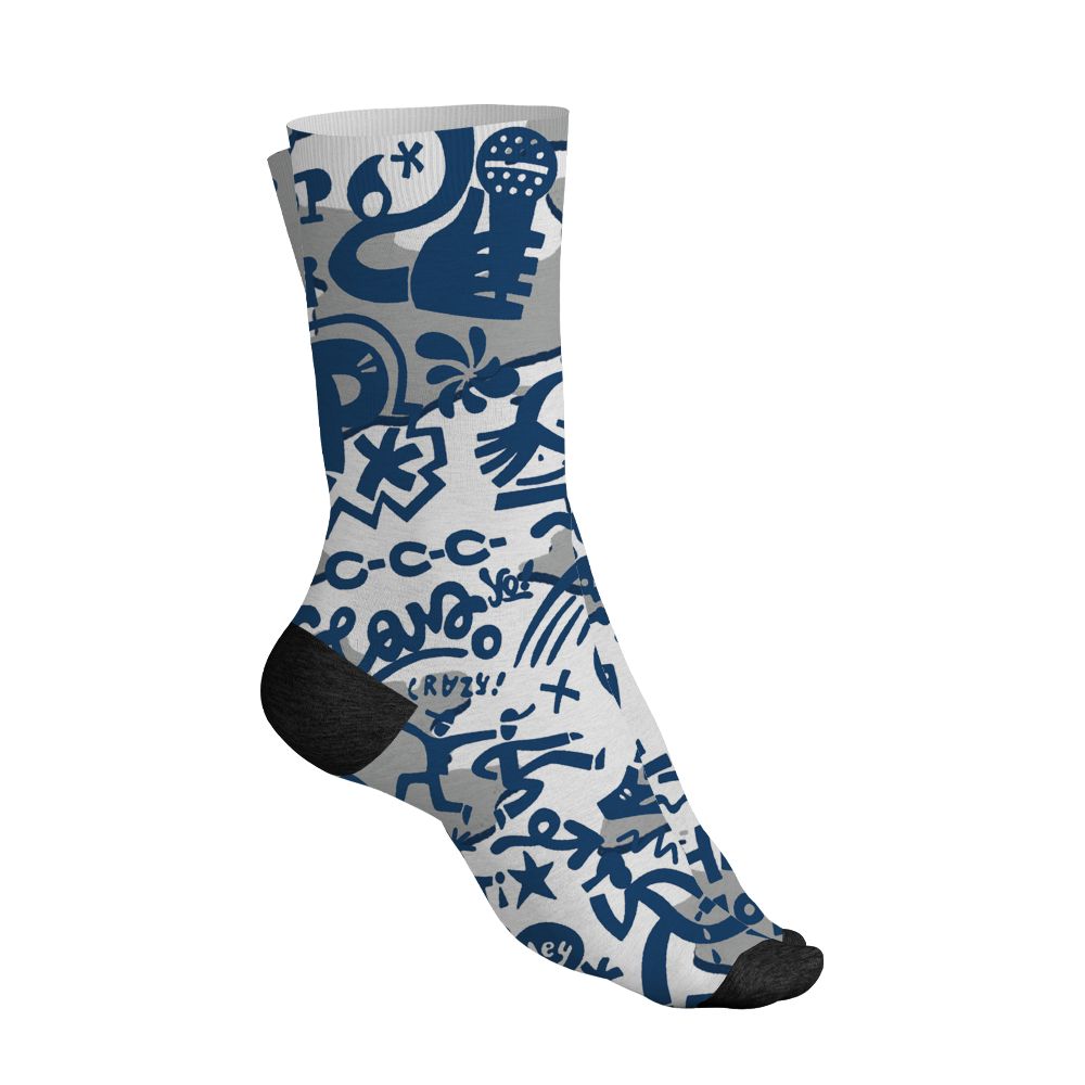 AJ 12 French Blue.NastyJamz Socks Match.Pattern Rap Streetwear 3D