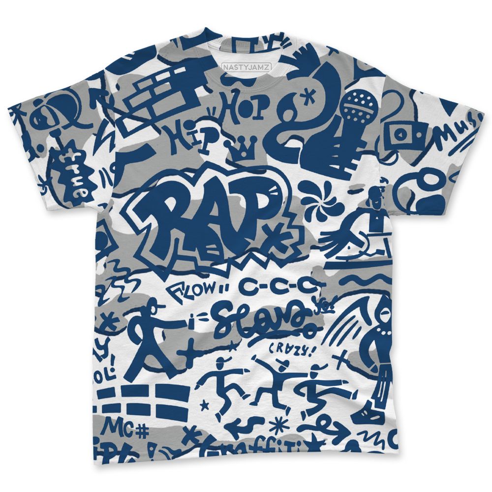 French-Blue-12s-NastyJamz-T-Shirt-Match-Pattern-Rap-Streetwear-All-Over-Print
