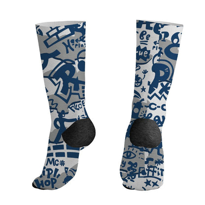 AJ 12 French Blue.NastyJamz Socks Match.Pattern Rap Streetwear 3D