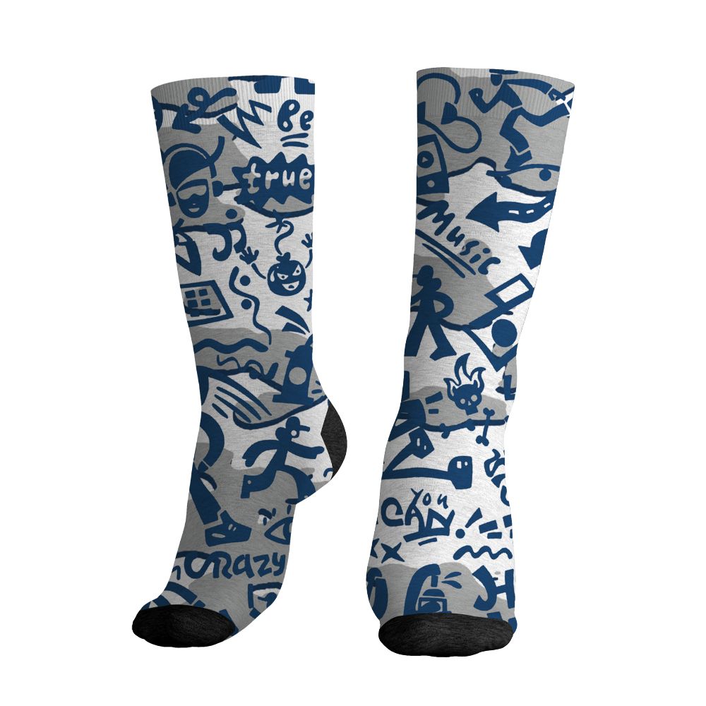 AJ 12 French Blue.NastyJamz Socks Match.Pattern Rap Streetwear 3D