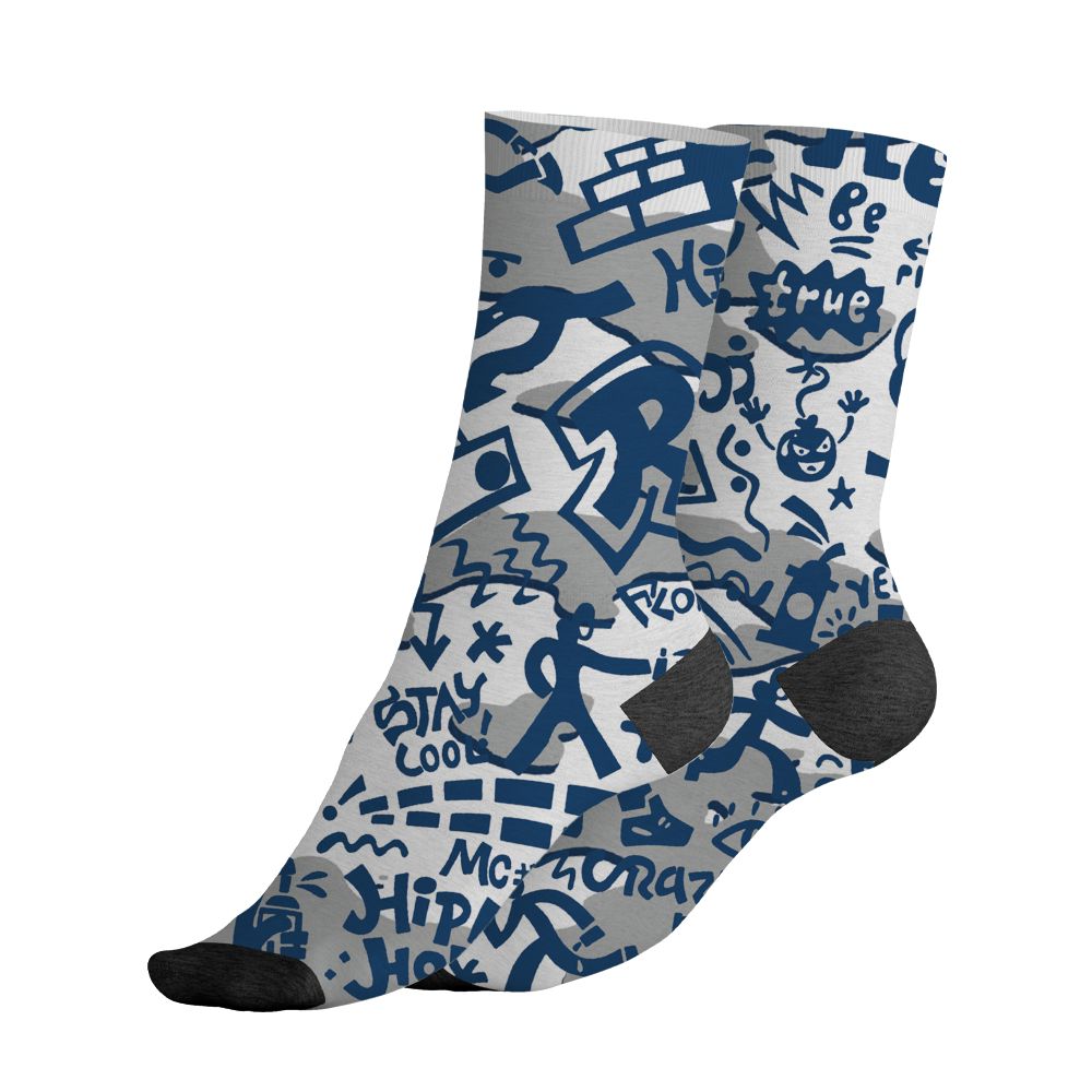 AJ 12 French Blue.NastyJamz Socks Match.Pattern Rap Streetwear 3D