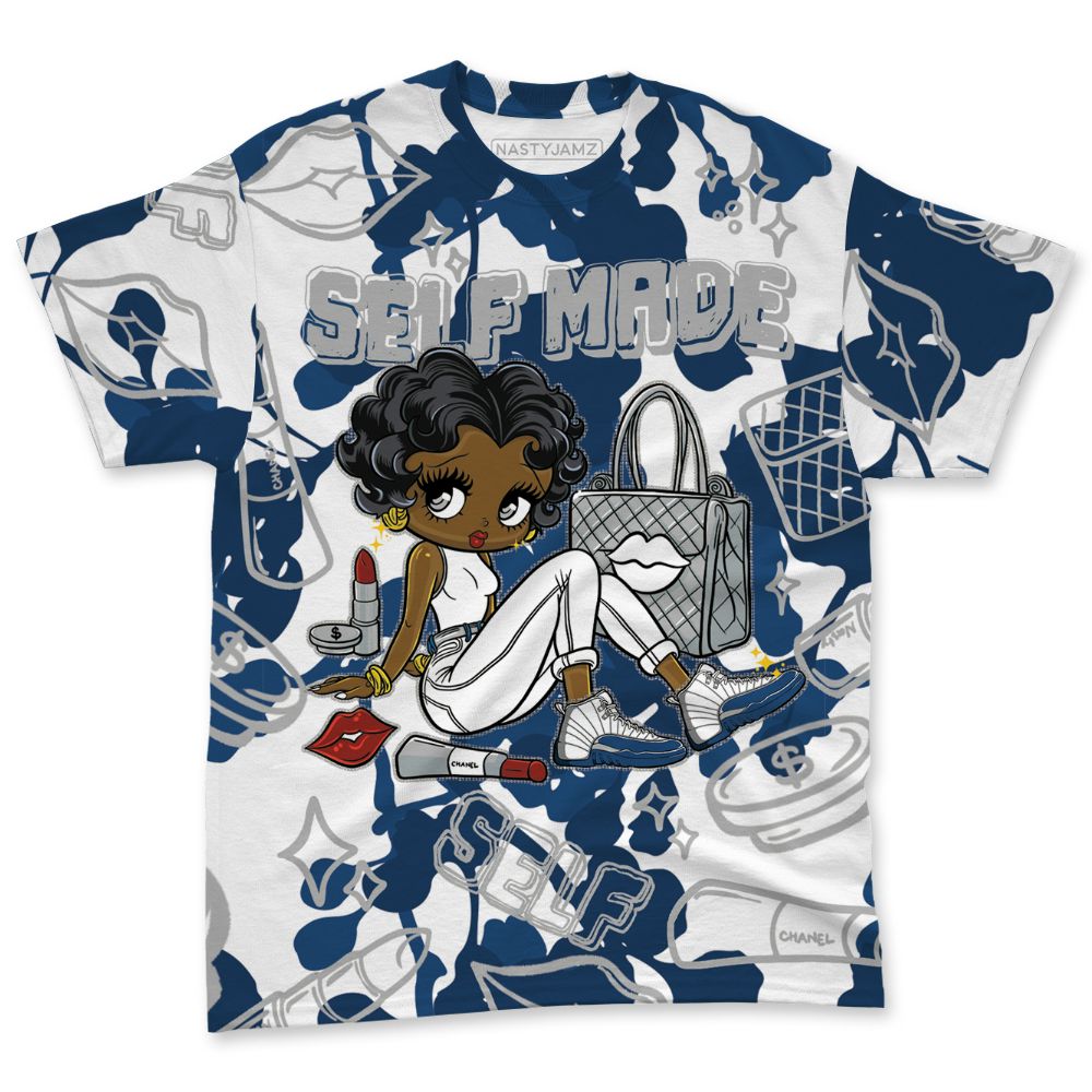 French-Blue-12s-NastyJamz-T-Shirt-Match-Sneaker-Girl-Selfmade-All-Over-Print