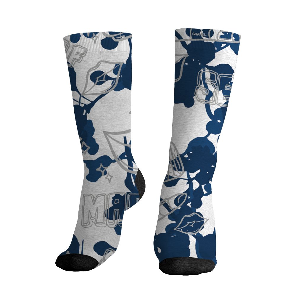 AJ 12 French Blue.NastyJamz Socks Match.Sneaker Girl Selfmade 3D