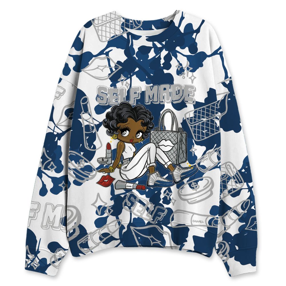 French-Blue-12s-NastyJamz-Sweatshirt-Match-Sneaker-Girl-Selfmade-All-Over-Print