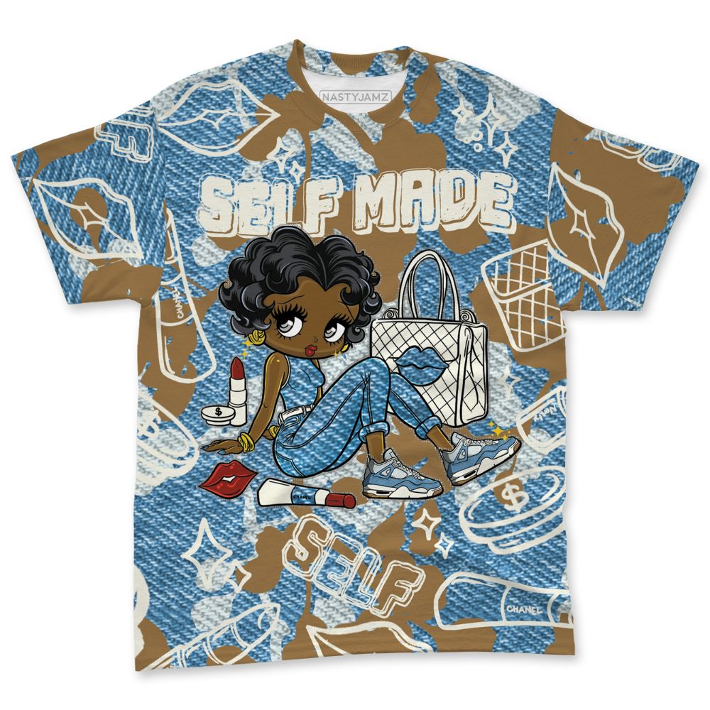 Denim-Worn-Blue-4s-NastyJamz-T-Shirt-Match-Sneaker-Girl-Selfmade-All-Over-Print