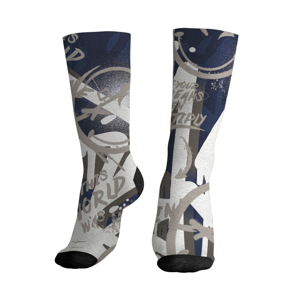 AJ 12 French Blue.NastyJamz Socks Match.Pattern Luther Team 3D