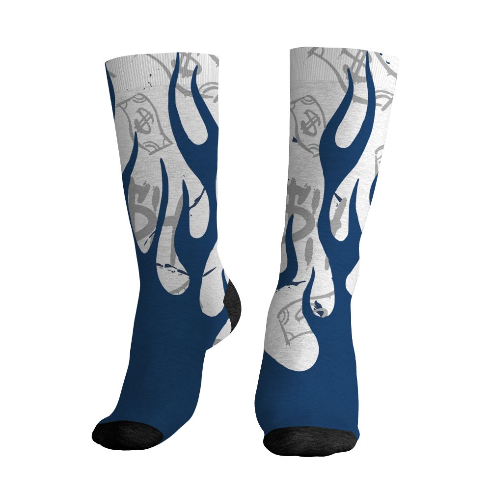 AJ 12 French Blue.NastyJamz Socks Match.Work Hard Fire 3D