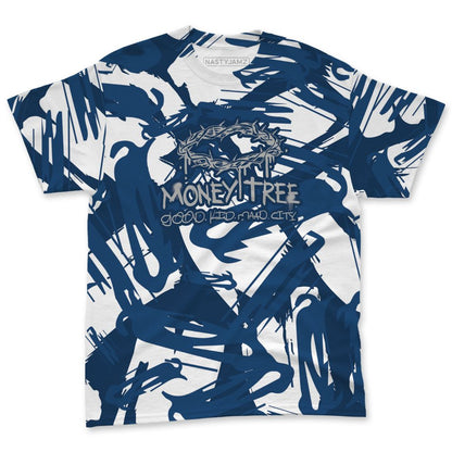 French-Blue-12s-NastyJamz-T-Shirt-Match-Pattern-Money-Tree-All-Over-Print