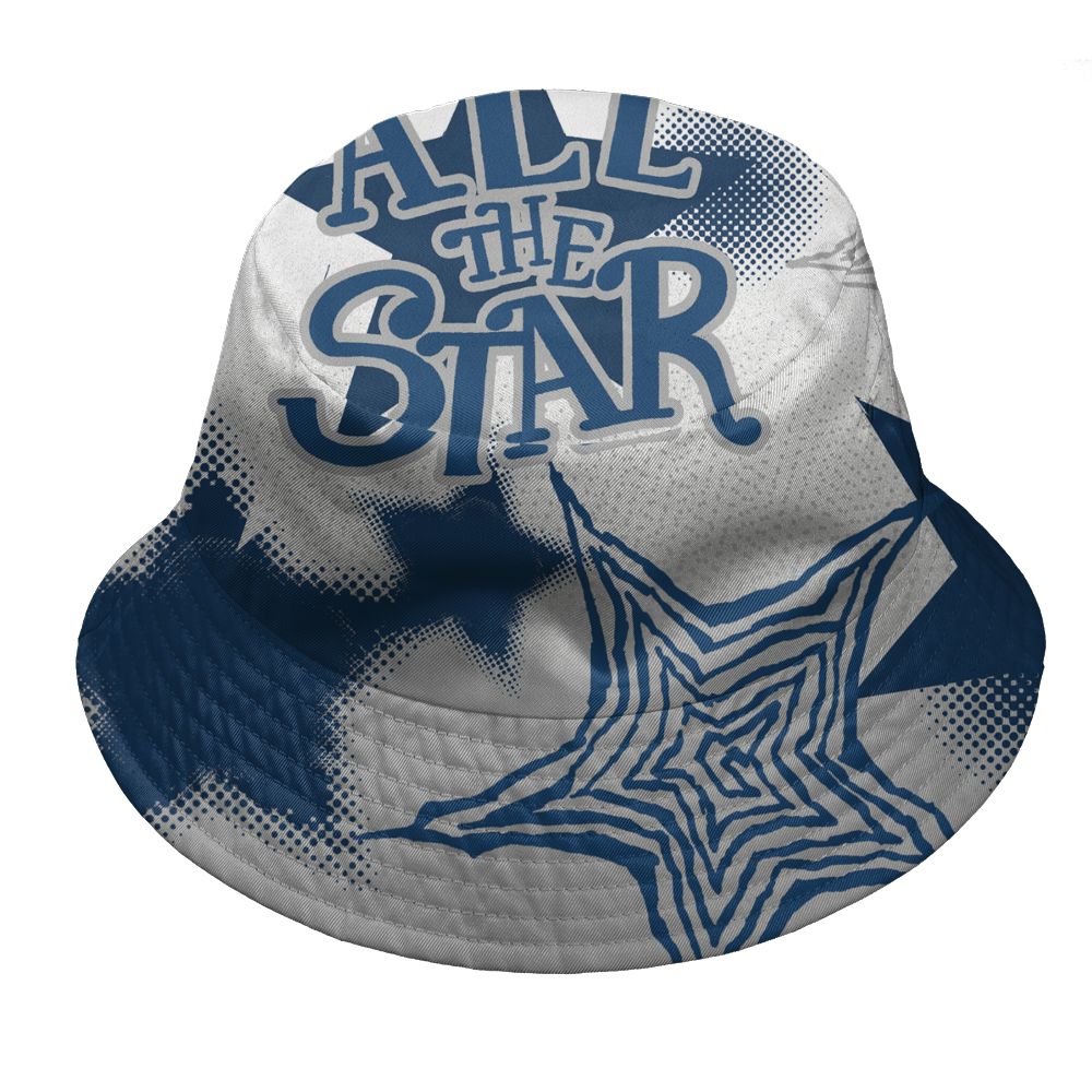 French-Blue-12s-NastyJamz-Bucket-Hat-Match-Pattern-With-All-The-Stars-All-Over-Print