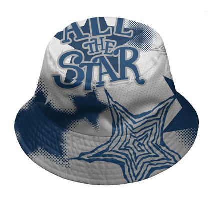 French-Blue-12s-NastyJamz-Bucket-Hat-Match-Pattern-With-All-The-Stars-All-Over-Print