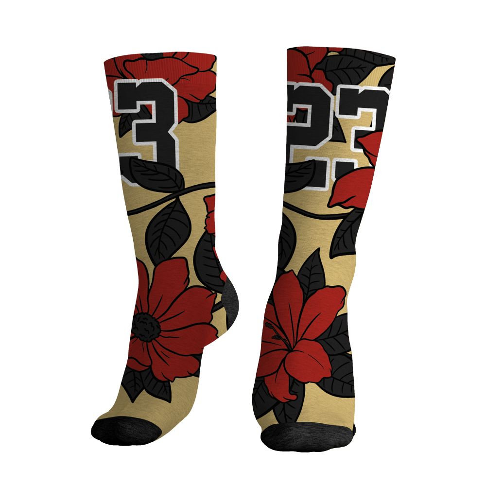 Pizza-4s-NastyJamz-Socks-Match-23-Floral-All-Over-Print-Flower