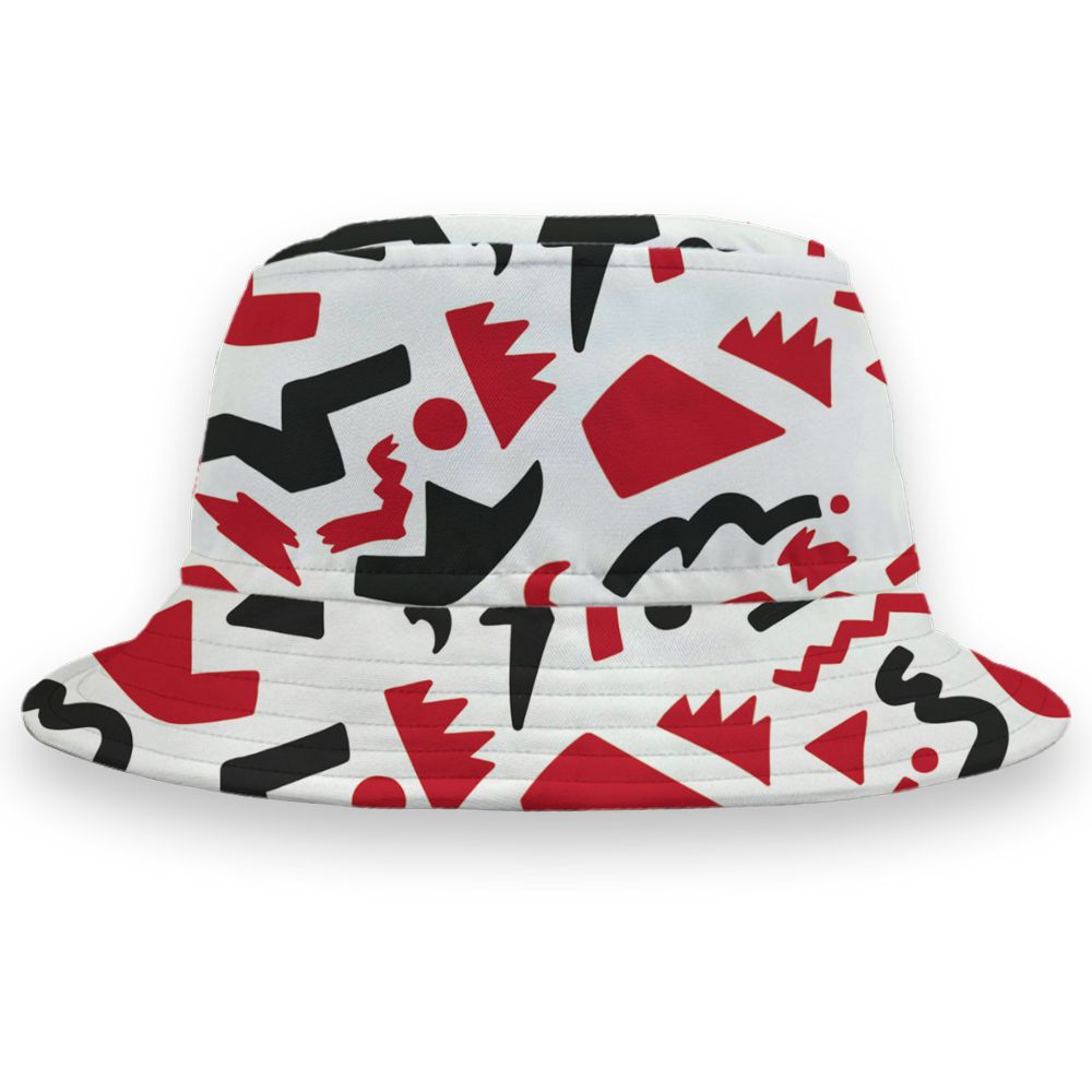 Fire-Red-5s-NastyJamz-Bucket-Hat-Match-Number-23-Cartoon-All-Over-Print