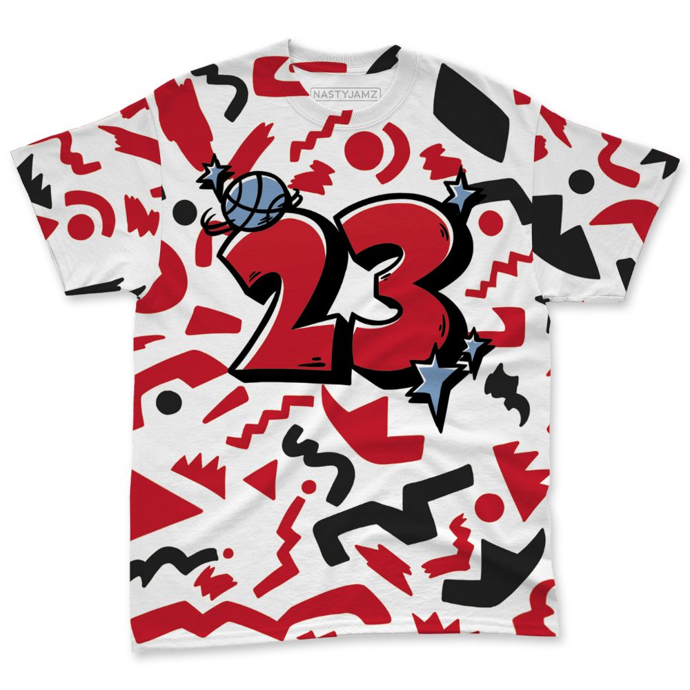 Fire-Red-5s-NastyJamz-T-Shirt-Match-Number-23-Cartoon-All-Over-Print