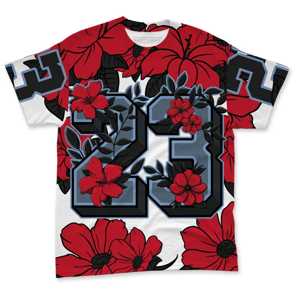 Fire-Red-5s-NastyJamz-T-Shirt-Match-23-Floral-All-Over-Print-Flower