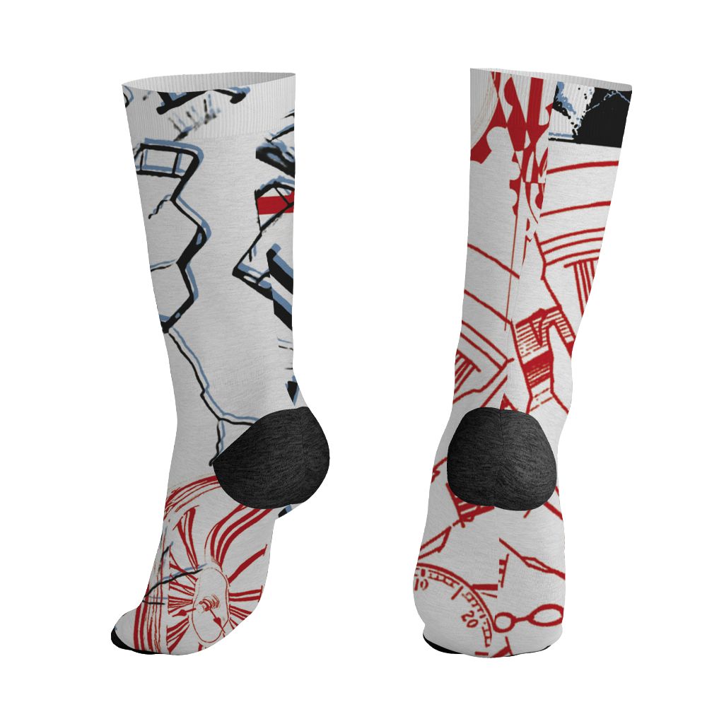 Fire-Red-5s-NastyJamz-Socks-Match-Pattern-Broken-Time-All-Over-Print