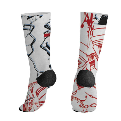 Fire-Red-5s-NastyJamz-Socks-Match-Pattern-Broken-Time-All-Over-Print