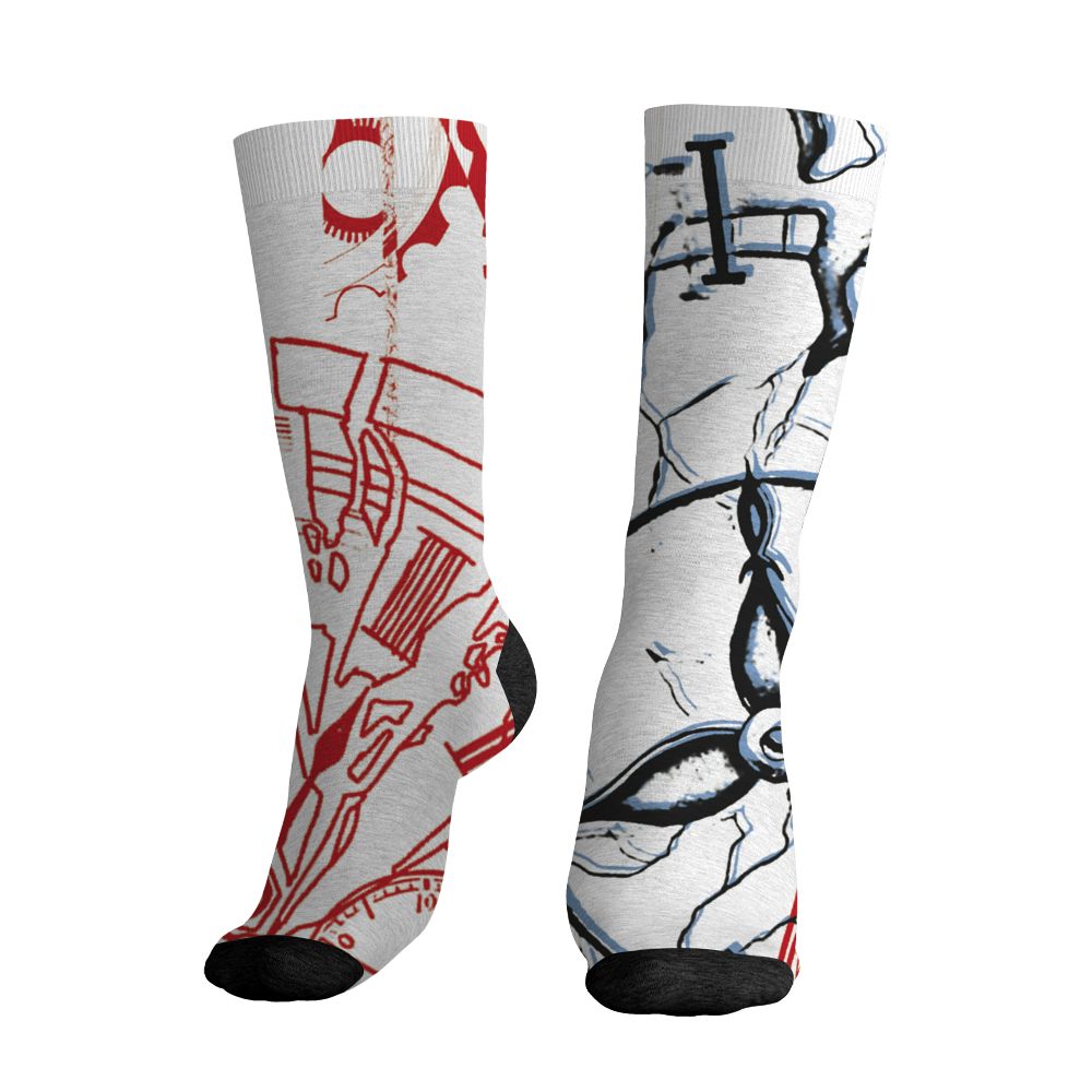 Fire-Red-5s-NastyJamz-Socks-Match-Pattern-Broken-Time-All-Over-Print