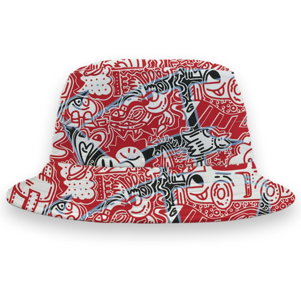 Fire-Red-5s-NastyJamz-Bucket-Hat-Match-Back-To-School-Pattern-All-Over-Print
