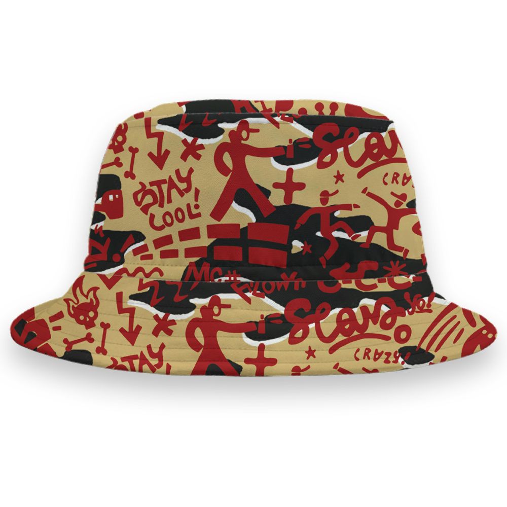 Pizza-4s-NastyJamz-Bucket-Hat-Match-Pattern-Rap-Streetwear-All-Over-Print