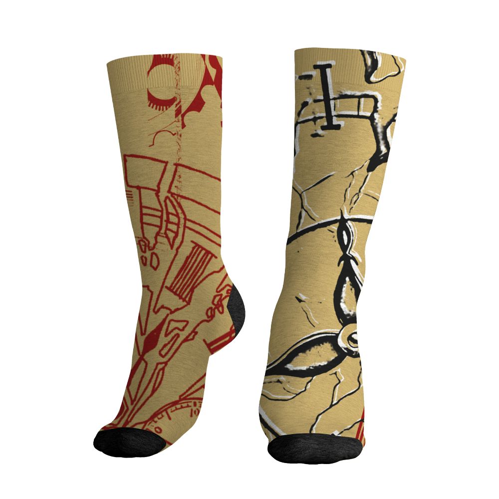 Pizza-4s-NastyJamz-Socks-Match-Pattern-Broken-Time-All-Over-Print