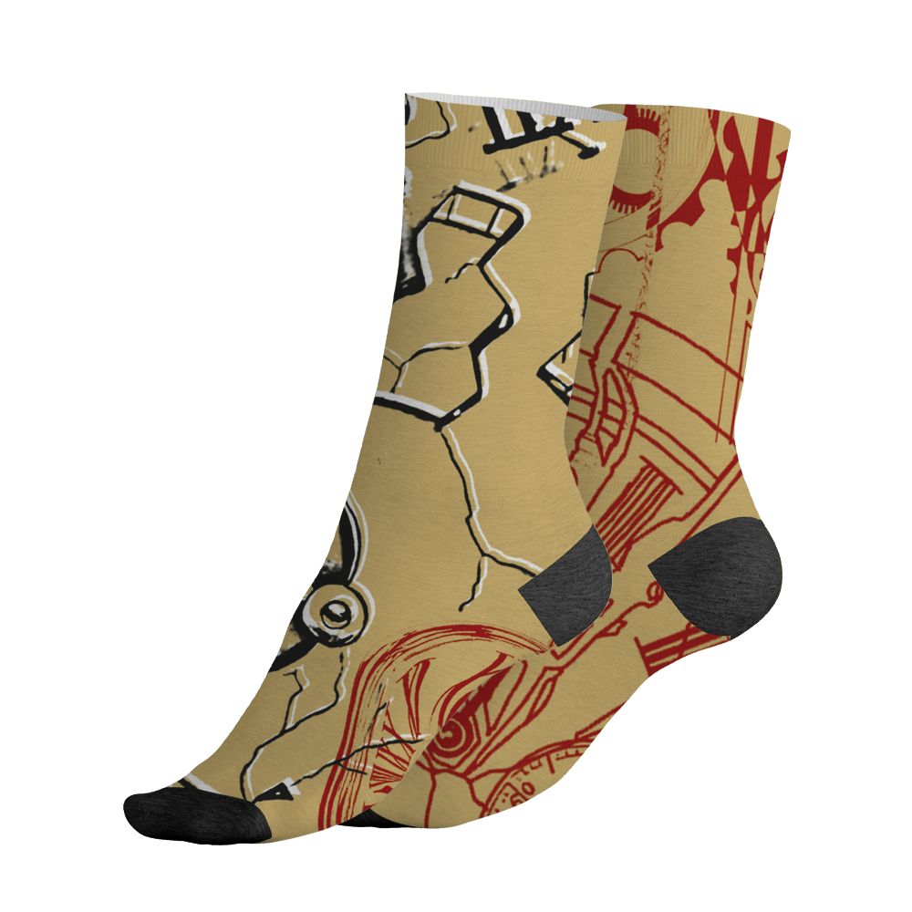 Pizza-4s-NastyJamz-Socks-Match-Pattern-Broken-Time-All-Over-Print