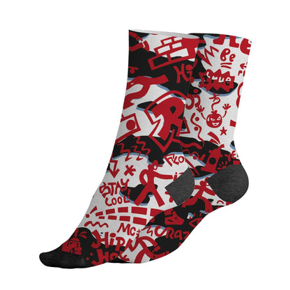 Fire-Red-5s-NastyJamz-Socks-Match-Pattern-Rap-Streetwear-All-Over-Print