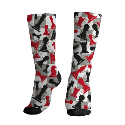 Fire-Red-5s-NastyJamz-Socks-Match-Pattern-Chess-All-Over-Print