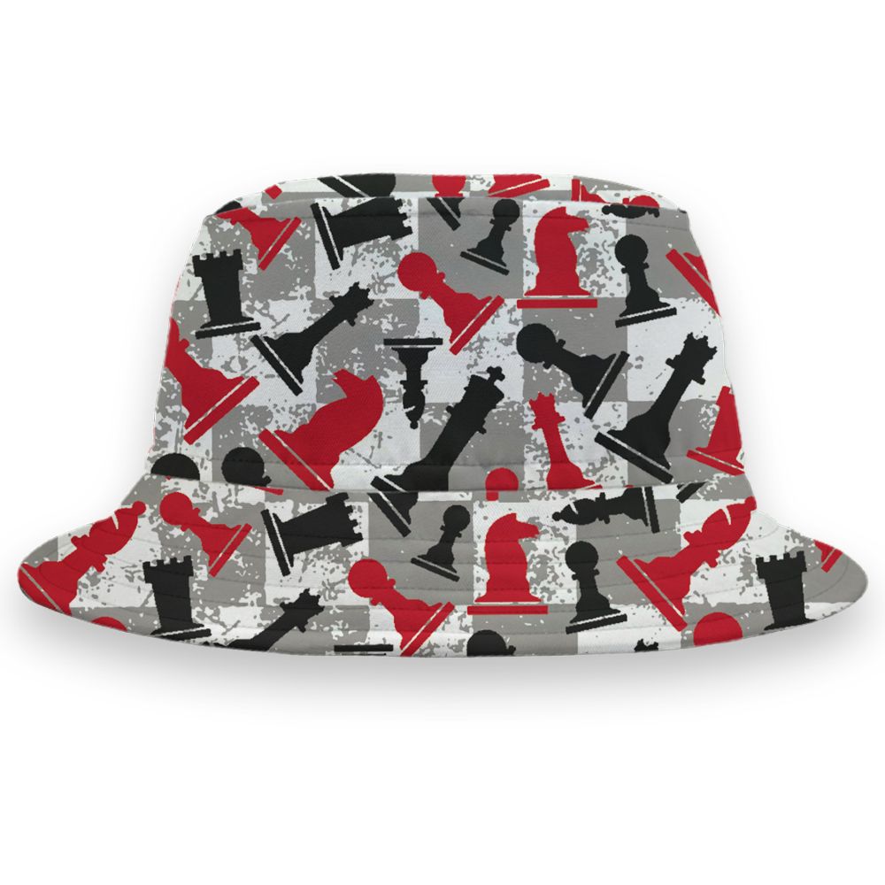 Fire-Red-5s-NastyJamz-Bucket-Hat-Match-Pattern-Chess-All-Over-Print