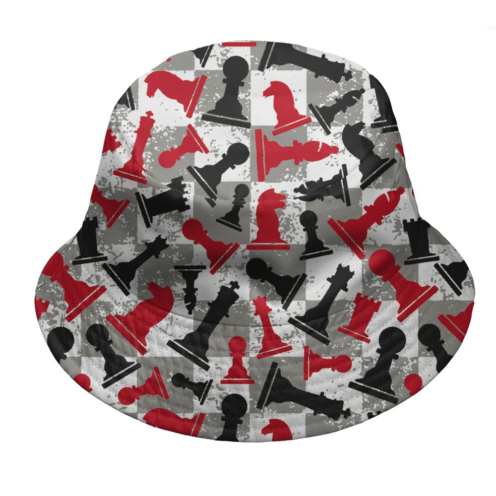 Fire-Red-5s-NastyJamz-Bucket-Hat-Match-Pattern-Chess-All-Over-Print