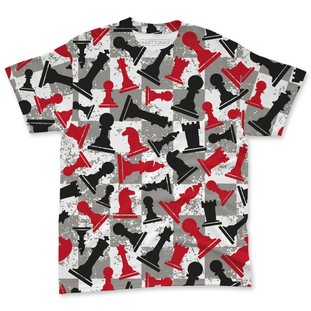 Fire-Red-5s-NastyJamz-T-Shirt-Match-Pattern-Chess-All-Over-Print
