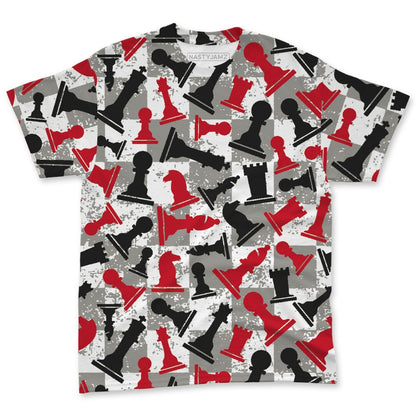 Fire-Red-5s-NastyJamz-T-Shirt-Match-Pattern-Chess-All-Over-Print