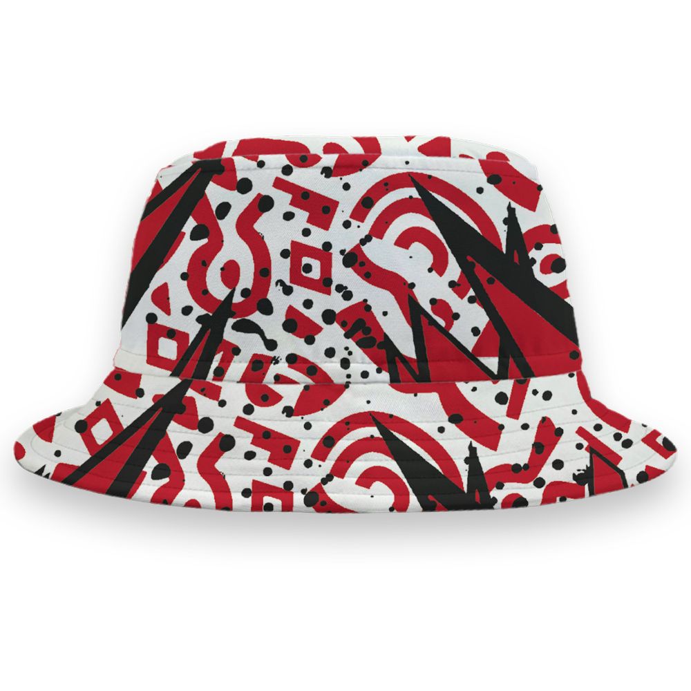 Fire-Red-5s-NastyJamz-Bucket-Hat-Match-Pattern-Geometric-All-Over-Print