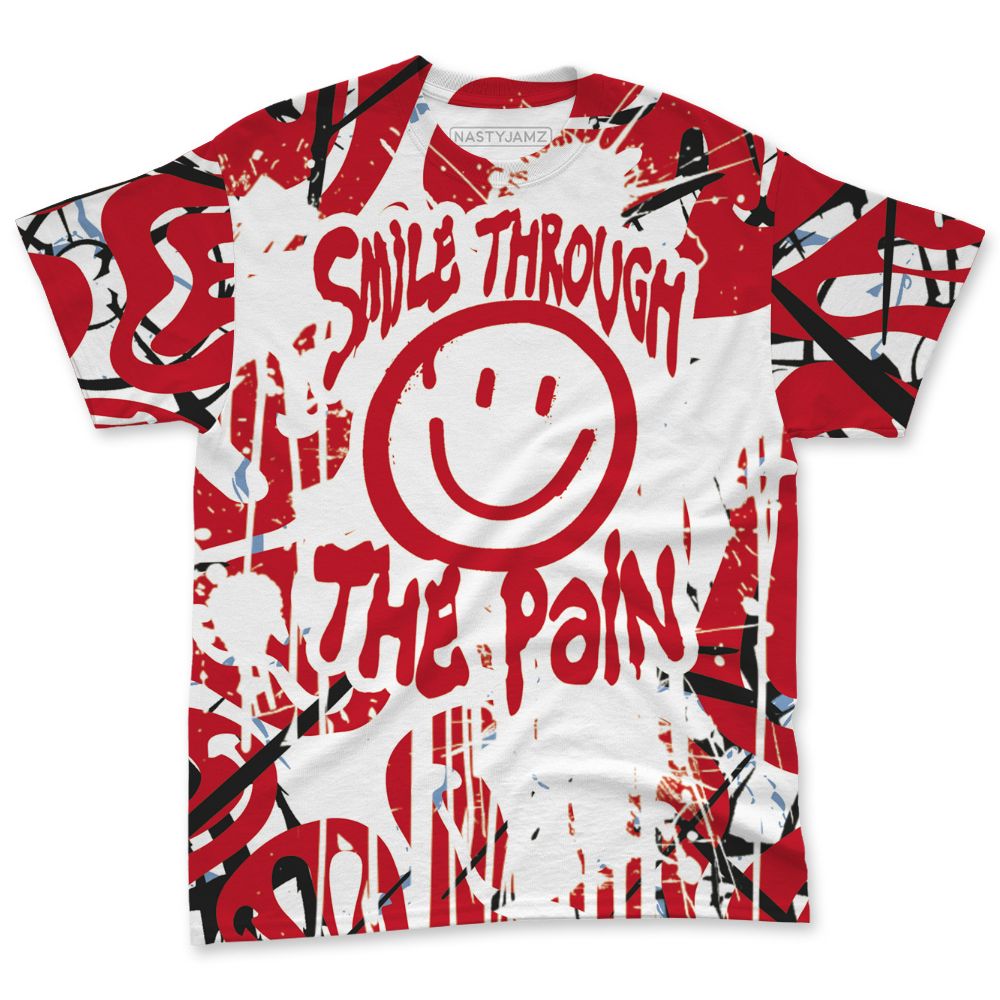 Fire-Red-5s-NastyJamz-T-Shirt-Match-Smile-Through-The-Pain-All-Over-Print
