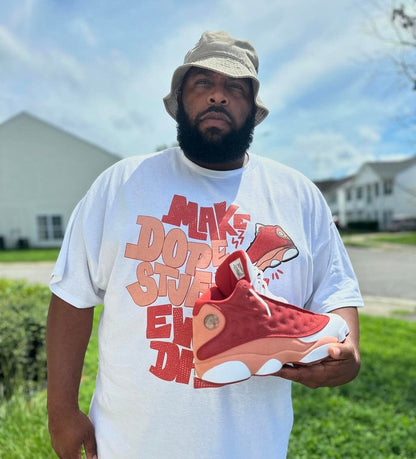 NastyJamz Dune Red 13s Pink Red White T-Shirt Match Dope Sneaker